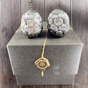 Vagabond House Farmer Market Pewter Metal Artichoke Salt and Pepper New In Box